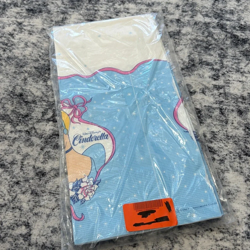 Disney Cinderella Vintage Party Supplies Lot Tablecloth Candle Invitations Blue